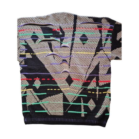 VTG Hilton Coogie Style  XL Acrylic Sweater Grey/Blk Cubist Face - Picture 6 of 11